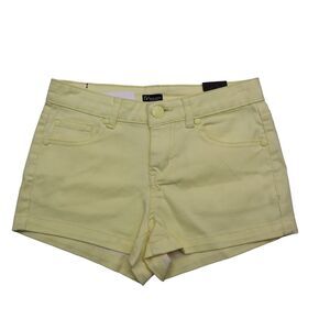 Reve Jeans Shorts Womens S Yellow Mid Rise Pockets Button Zip Hot Pants